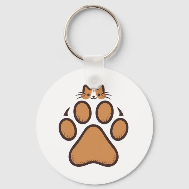 Porte-clés Cachet de chat mignon en Empreinte de patte - Illu (Recto)