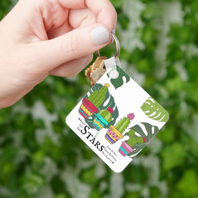 PORTE-CLÉS CACTUS AVEC DE GRANDS FEUILLES (main)