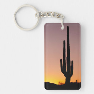 Porte-clés Cactus de Saguaro au coucher du soleil