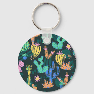 Porte-clés Cactus dessiné à la main : sans couture scandinave