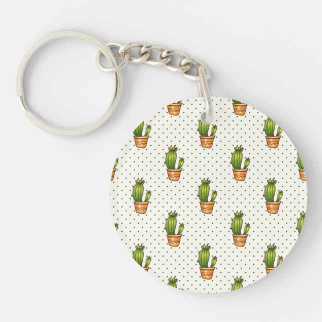 Porte-clés Cactus et motif de point succulent de Polk (Devant)