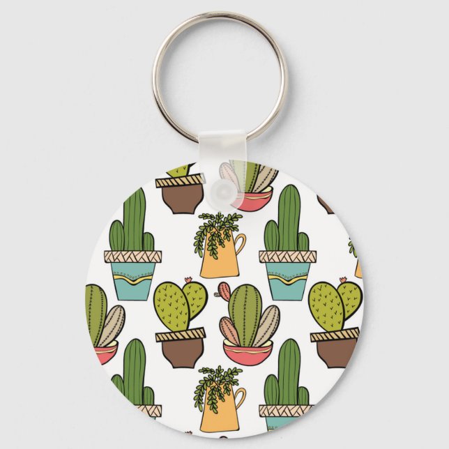 Porte-clés Cactus Intérieur & Succulents Dans Les Pots Motif (Recto)