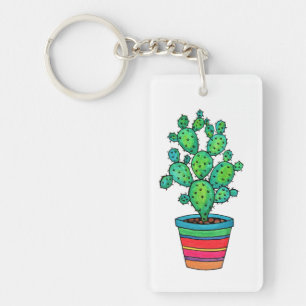 Porte-clés Cactus magnifique d'aquarelle dans le beau pot