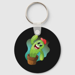 Porte-clés Cactus végétal de dessin animé heureux