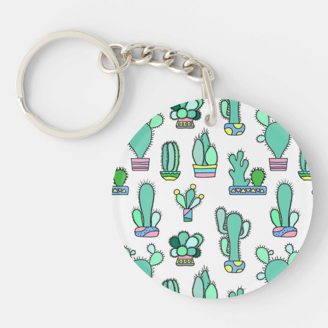 Porte-clés Cactus vert en bon état et motif succulent de (Devant)