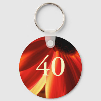 Porte-clés Cadeau 40ème Anniversaire Fleur Lumières Orange