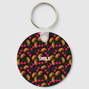 Porte-clés Cadeau à motif floral personnalisé avec cerises