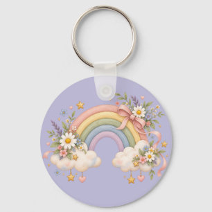 Porte-clés Cadeau Arc-en-ciel à l'aquarelle – Nuage Charmant