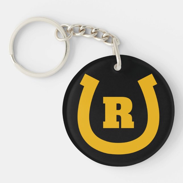 Porte-clés cadeau avec logo monogramme fer à cheva (Devant)