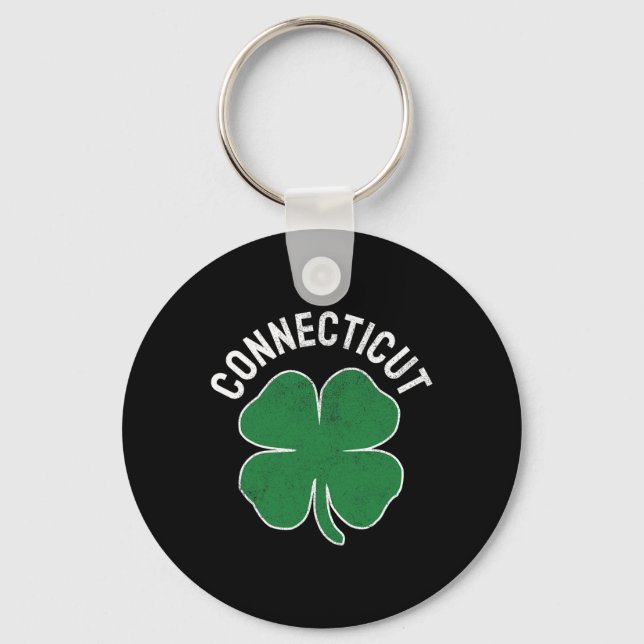 Porte-clés Cadeau Connecticut Saint-Patrick Trèfle Irlandais- (Recto)