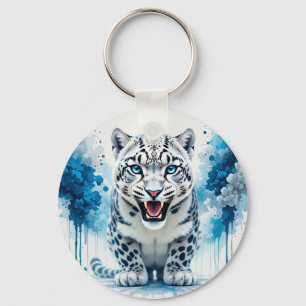Porte-clés Cadeau d'accessoire de charme de léopard blanc fér