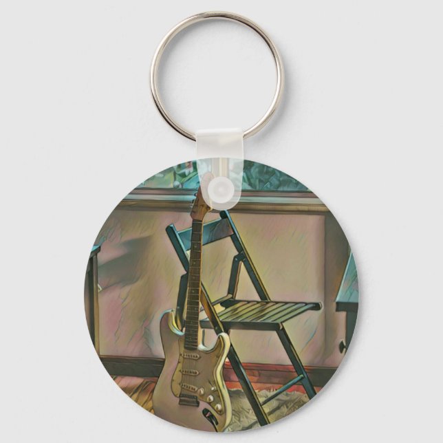 Porte-clés cadeau d'anniversaire guitariste (Recto)