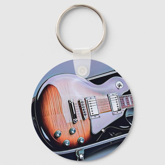 Porte-clés cadeau d'anniversaire guitariste vintage (Recto)