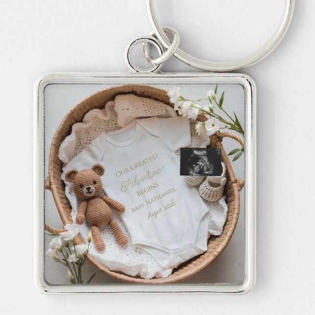Porte-clés Cadeau d'annonce de grossesse révélation bébé neut (Devant)