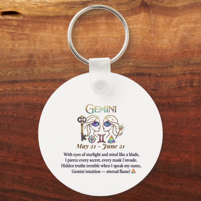 Porte-clés Cadeau d'art du zodiaque Gémeaux Génie (Recto)