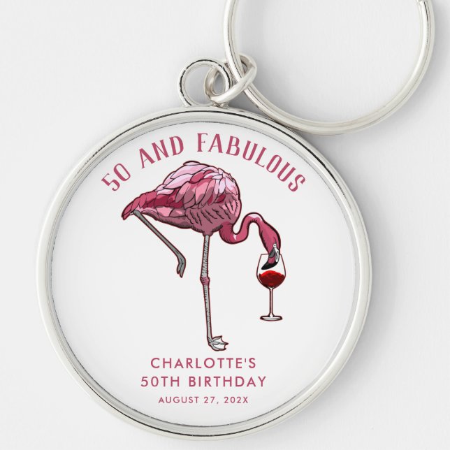 Porte-clés Cadeau de 50e anniversaire Flamant Rose Nouveauté (Devant)
