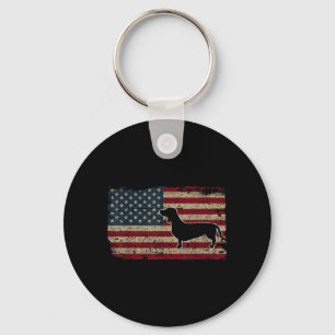 Porte-clés Cadeau de chien lévrier américain patriotique avec