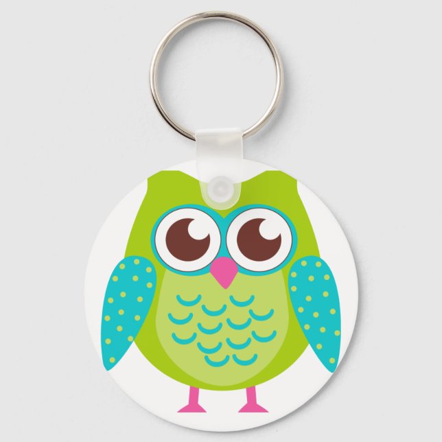 Porte-clés Cadeau de Chouettes vertes (Recto)