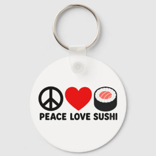 Porte-clés Cadeau de design Peace Love Sushi Mignon Nourritur