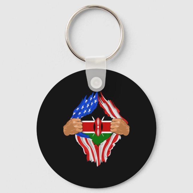 Porte-clés Cadeau de drapeau kenyan Sang kenyan en moi  (Recto)