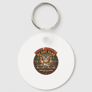 Porte-clés Cadeau de Festival de Musique DJ Chat Amateur de C