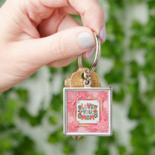 Porte-clés Cadeau de Fête des Mères floral "Je t'aime maman"