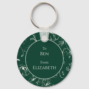 Porte-clés Cadeau de Fêtes Élégant Émeraude Vert Botanique