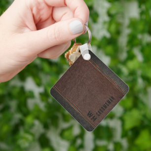 Porte-clés Cadeau de garçon d'honneur en cuir faux marron mon