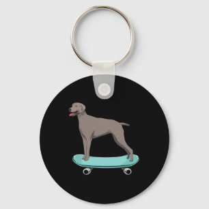 Porte-clés Cadeau de garçons mignons en skateboard Weimaraner