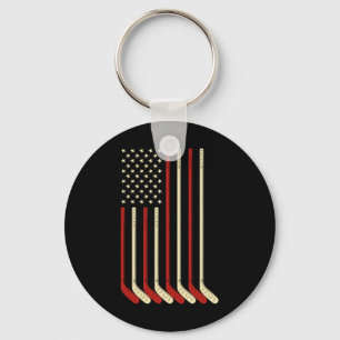 Porte-clés Cadeau de gardien de but de hockey Drapeau Usa Bât