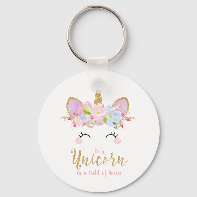 Porte-clés Cadeau de la clé de la licorne mignonne Anniversai (Recto)