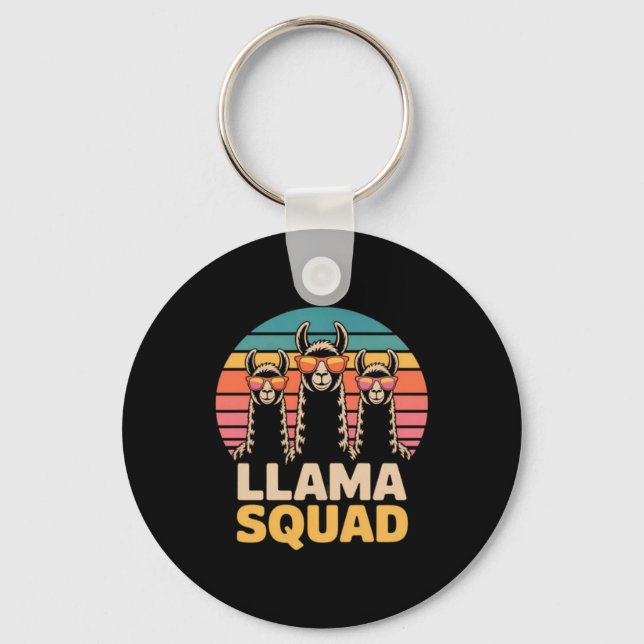 Porte-clés Cadeau de Llama Squad Sungles Cool Llamas (Recto)