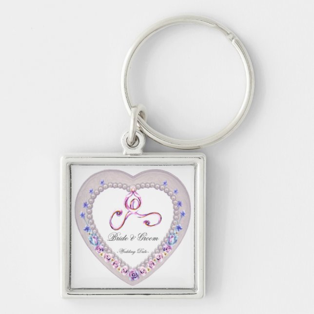 Porte-clés Cadeau de mariage coeur (Devant)