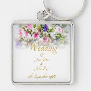 Porte-clés Cadeau de mariage - Mariée avec un bouquet de mari