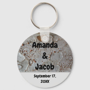 Porte-clés Cadeau de mariage rustique en photo d'écorce d'arb