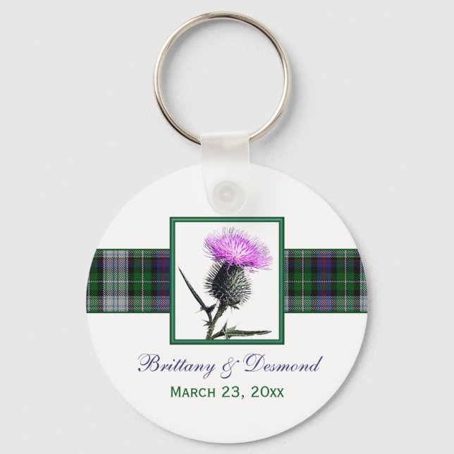 Porte-clés Cadeau de Mariage Tartan et Chardon (Recto)