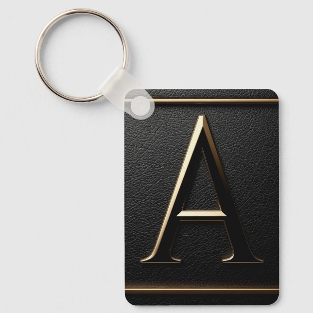 Porte-clés ✨ Cadeau de monogramme à lettre dorée A pour homme (Recto)