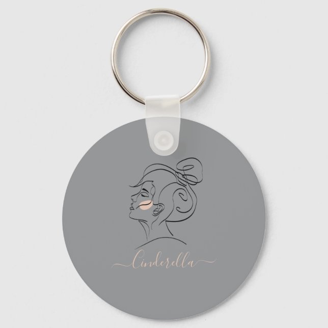 Porte-clés Cadeau de monogramme de design moderne personnalis (Recto)