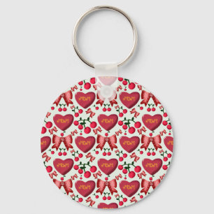 Porte-clés Cadeau de motif de nœud papillon cerise pour la fê