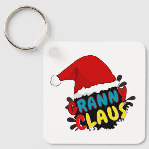 Porte-clés cadeau de Noël de mamie claus,