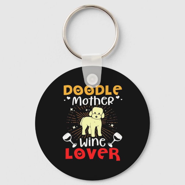 Porte-clés Cadeau de Noël | Mère de chien Doodle et amoureuse (Recto)
