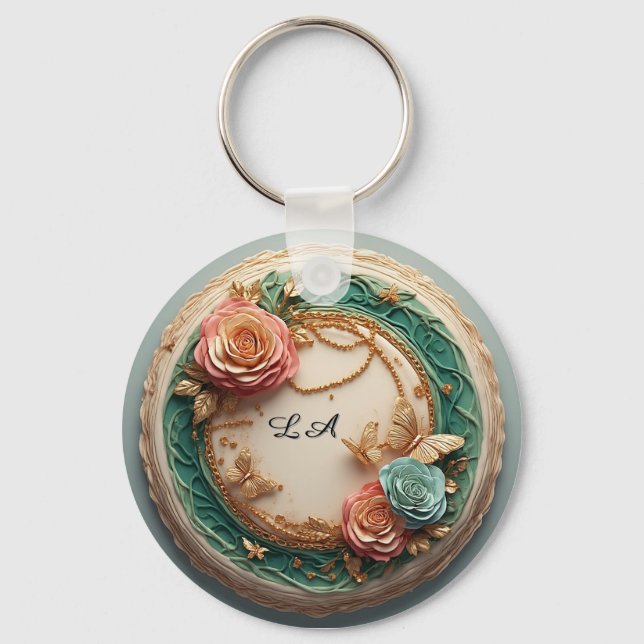 Porte-clés 🌹 Cadeau de nom de rose personnalisé pour accesso (Recto)