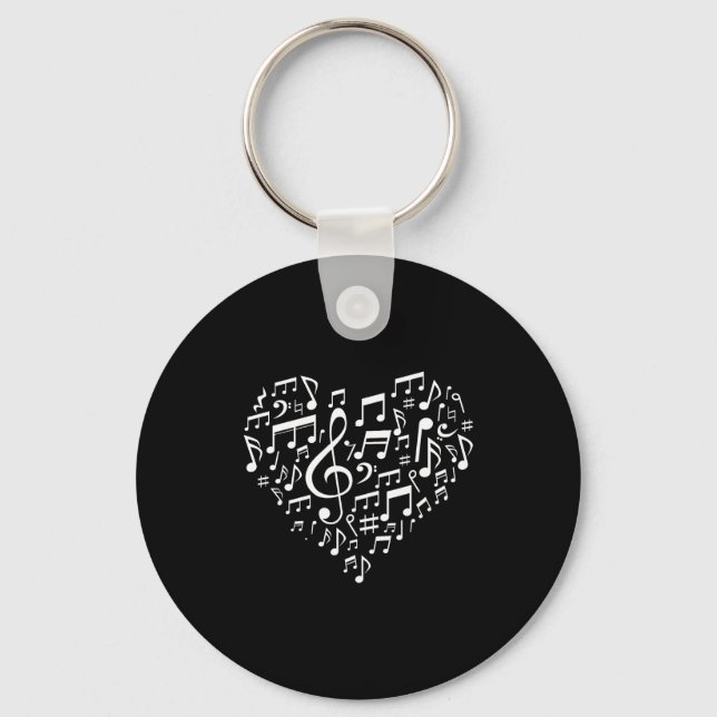 Porte-clés Cadeau de notes musicales en forme de cœur pour am (Recto)