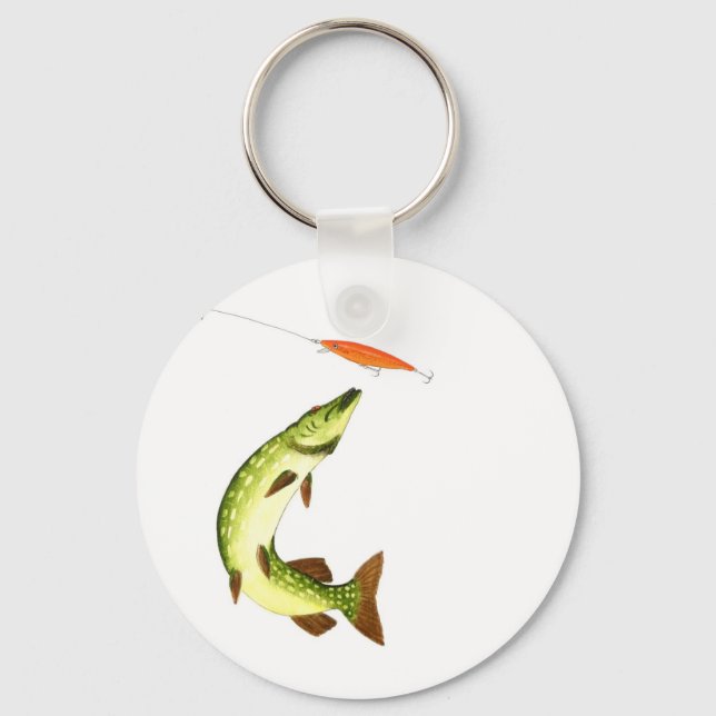Porte-clés Cadeau de pêche au brochet (Recto)