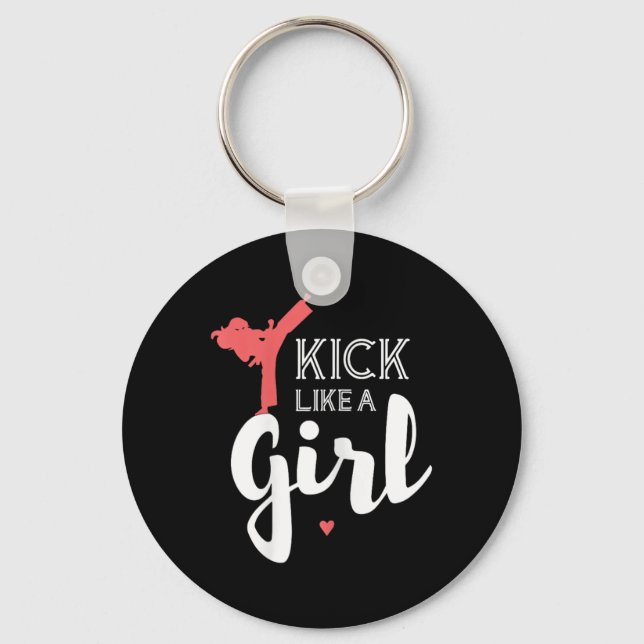 Porte-clés Cadeau de sport de combat comme une fille de karat (Recto)