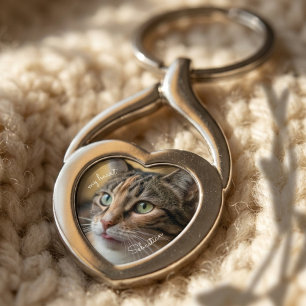 Porte-clés Cadeau de sympathie mémorial chat argent sincère