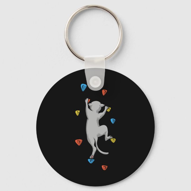 Porte-clés Cadeau d'escalade de roche de chat drôle pour homm (Recto)