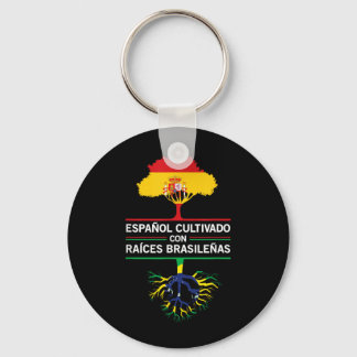 Porte-clés Cadeau d'héritage de drapeaux Espagne Brésil pour 