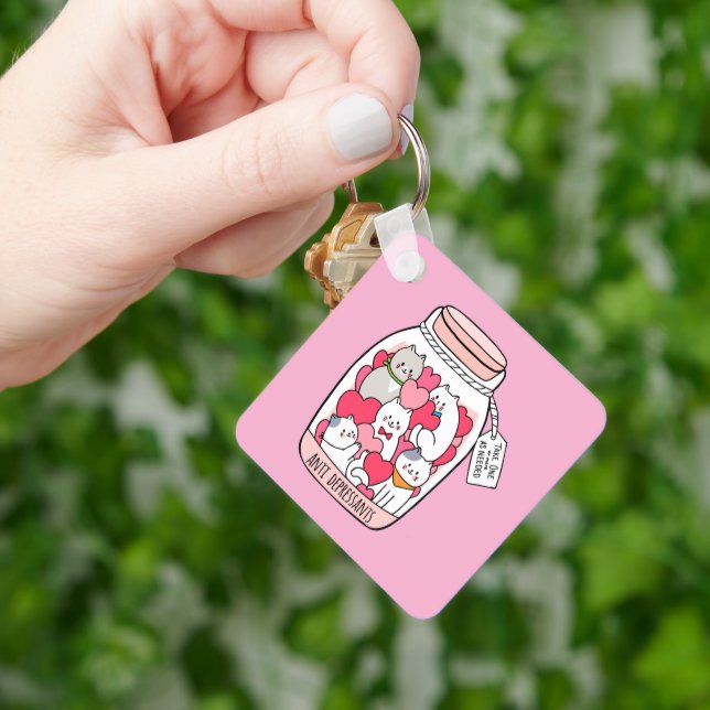 Porte-clés Cadeau drôle d'antidépresseur pour chat pour amate (main)
