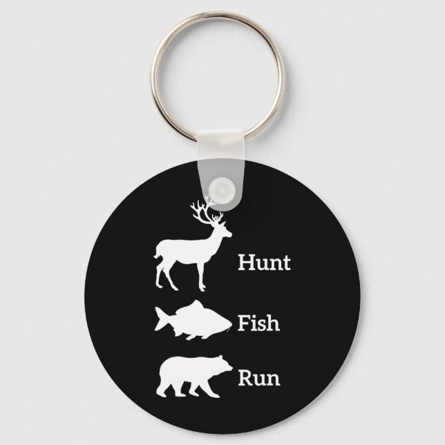 Porte-clés Cadeau drôle de chasse pêche chasse ours course po (Recto)